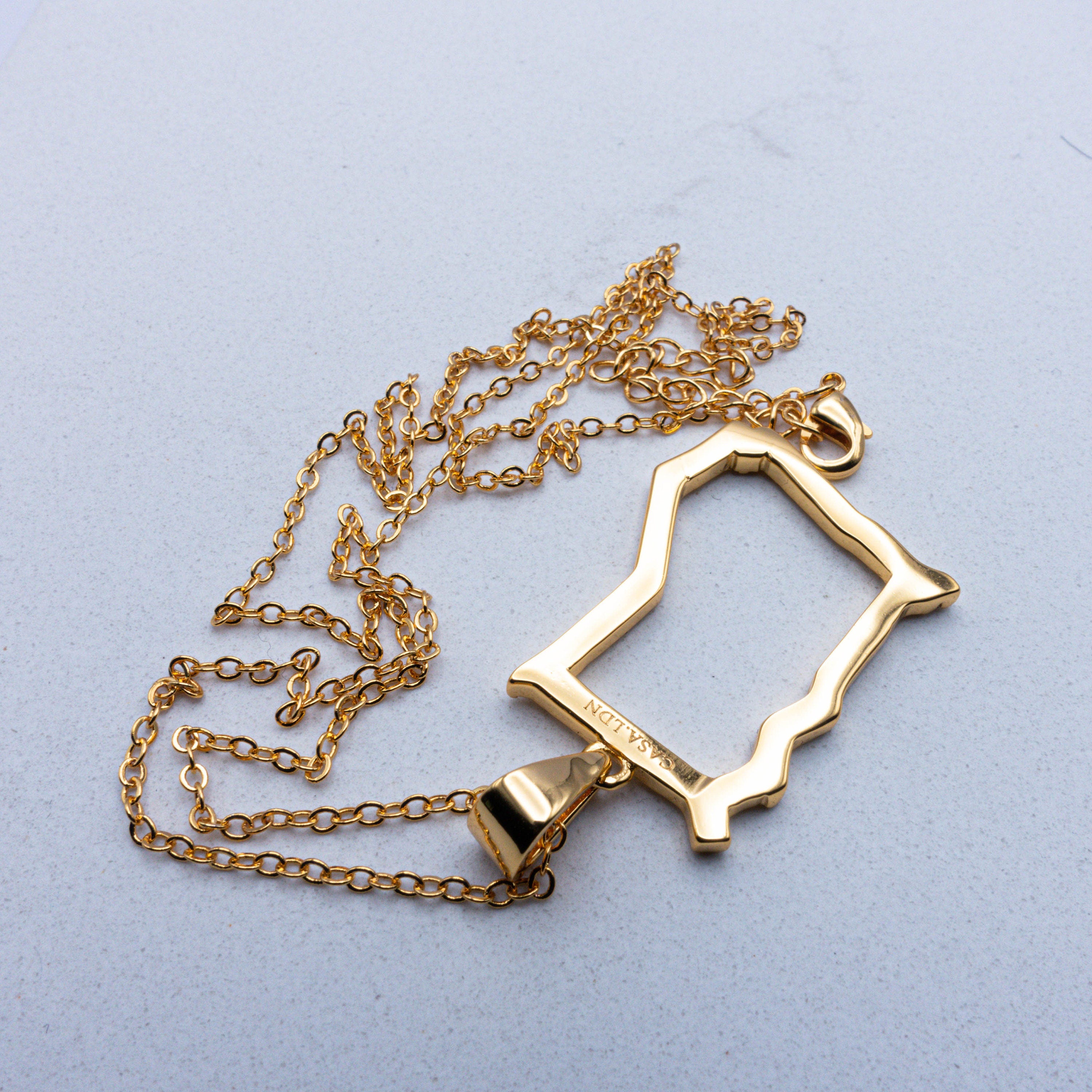 Large Sparkly Ghana Outline Necklace