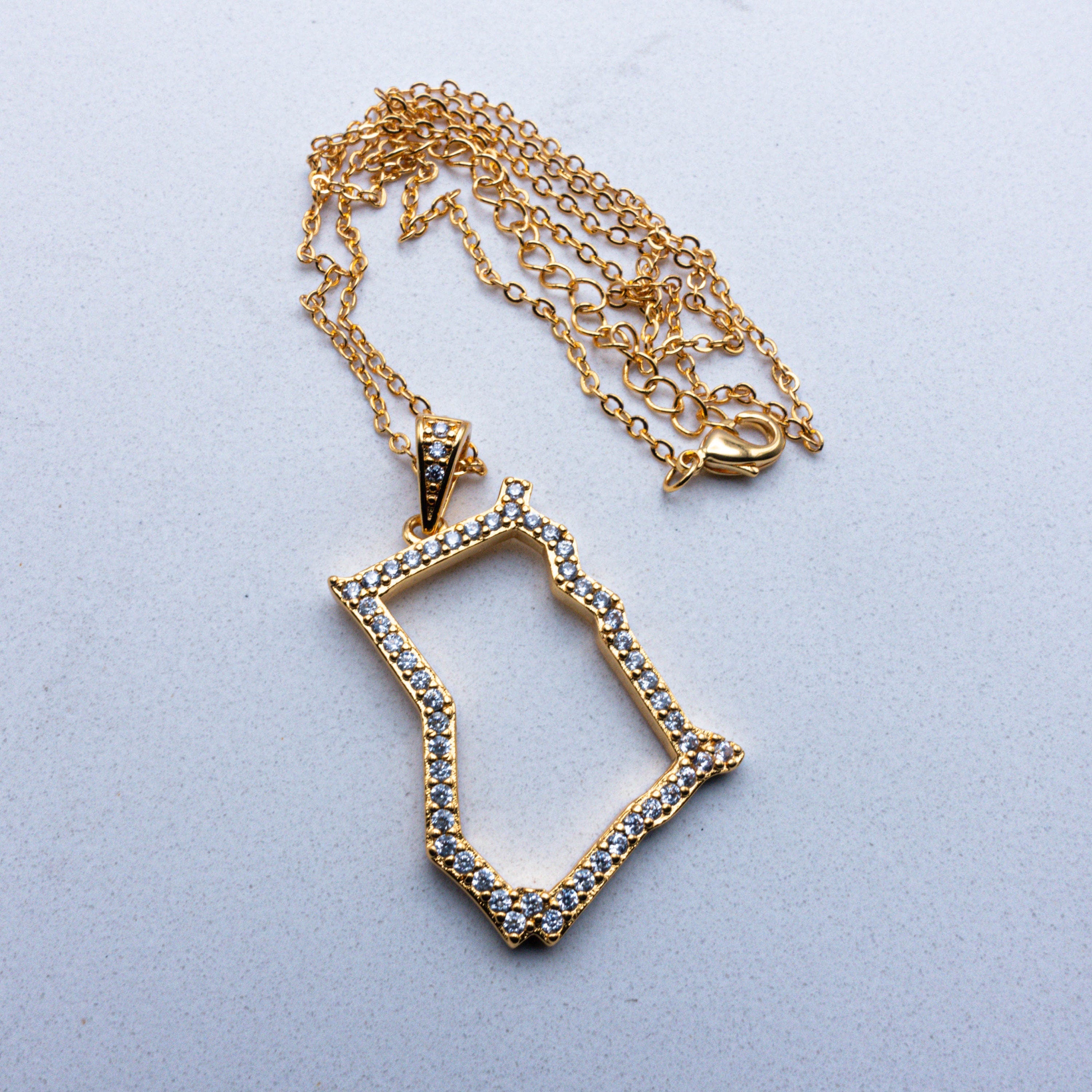 Large Sparkly Ghana Outline Necklace