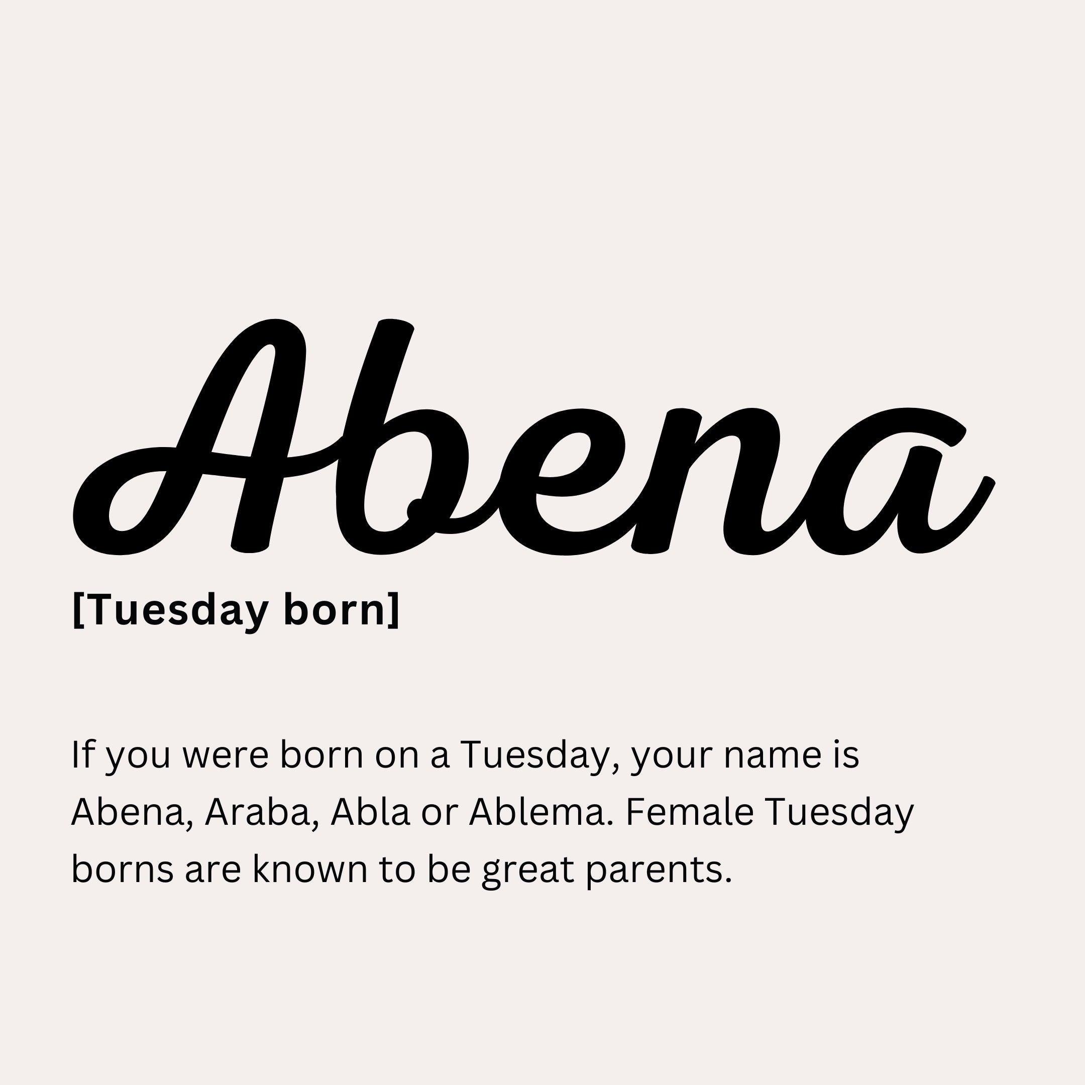 Abena Day Name Sparkly Necklace - Tuesday Born